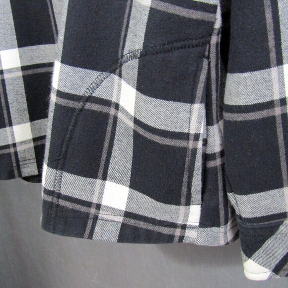 Orvis Black White Plaid Flannel Shirt Shacket Womens XXL Fleece Lined Snap Front - Picture 6 of 11